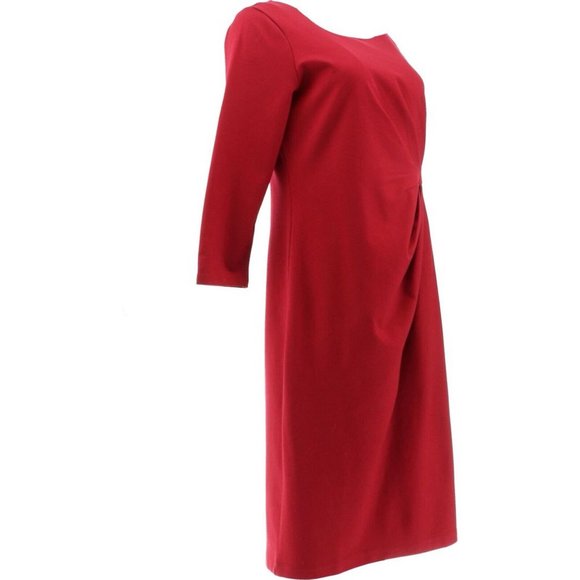 NWT LANDS' END 3/4 SLEEVE PONTE PLEATED COLUMN ZIP BACK DRESS COBALT BLUE 6P - Picture 11 of 12